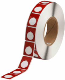 Foam Backed Raised Panel Labels, 1.5" H x 1.2" W, Red, Roll of 500 Labels, Gloss