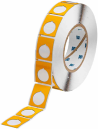 Foam Backed Raised Panel Labels, 1.5" H x 1.2" W, Yellow, Roll of 500 Labels
