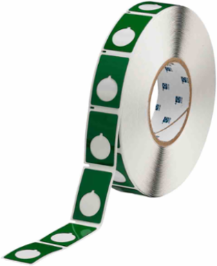 Foam Backed Raised Panel Labels, 1.9" H x 1.2" W, Green, Roll of 500 Labels