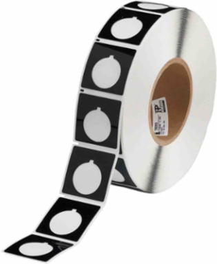 Foam Backed Raised Panel Labels, 1.8" H x 1.8" W, Black, Roll of 500 Labels