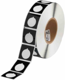 Foam Backed Raised Panel Labels, 1.8" H x 1.8" W, Black, Roll of 500 Labels