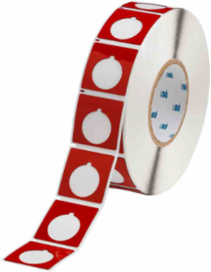 Foam Backed Raised Panel Labels, 1.8" H x 1.8" W, Red, Roll of 500 Labels