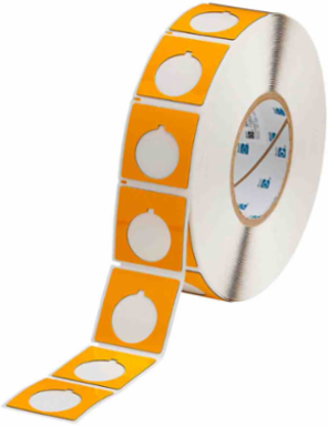 Foam Backed Raised Panel Labels, 1.8" H x 1.8" W, Yellow, Roll of 500 Labels