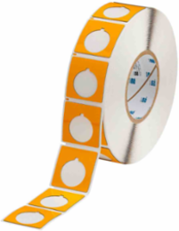 Foam Backed Raised Panel Labels, 1.8" H x 1.8" W, Yellow, Roll of 500 Labels
