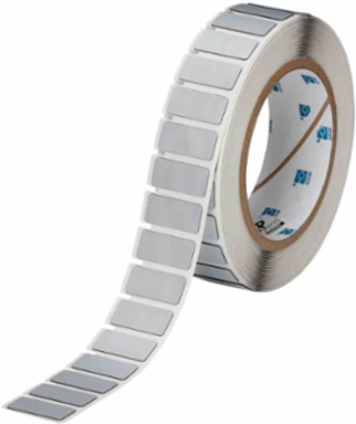 Foam Backed Raised Panel Labels, 0.49" H x 1.06" W, Silver, Roll of 500 Labels