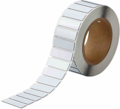 Foam Backed Raised Panel Labels, 0.59" H x 1.77" W, White, Roll of 500 Labels