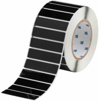 Foam Backed Raised Panel Labels, 0.75" H x 3" W, Black, Roll of 500 Labels