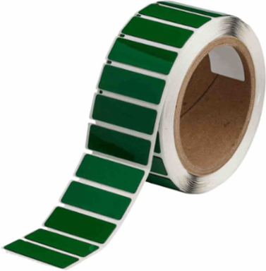Foam Backed Raised Panel Labels, 0.59" H x 1.77" W, Green, Roll of 250 Labels