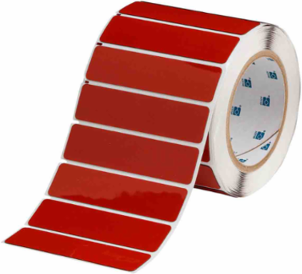 Foam Backed Raised Panel Labels, 1" H x 4" W, Red, Roll of 250 Labels