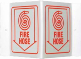 Glow-in-the-Dark Standard "V" Sign, 6" H x 9" W x 4" D, Red on White
