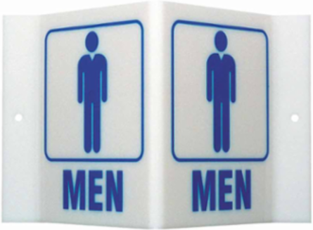 V Men Sign, 6" H x 9" W x 4" D, Acrylic