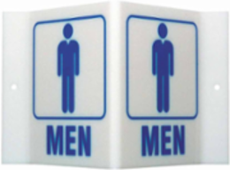 V Men Sign, 6" H x 9" W x 4" D, Acrylic
