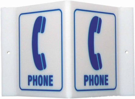 V Phone Sign, 6" H x 9" W x 4" D, Acrylic