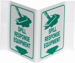 V Spill Response Equipment Sign, 8" H x 8" W, Acrylic