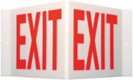 V Exit Sign, 8" H x 15" W x 6" D, Acrylic