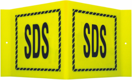 V MSDS Sign, 8" H x 15" W x 6" D, Acrylic