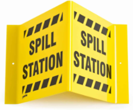 V Spill Station Sign, 8" H x 15" W x 6" D, Acrylic