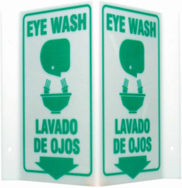 Eye Wash/Lavado De Ojos Sign, 11" H x 12" W x 5" D, Acrylic