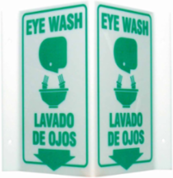 Eye Wash/Lavado De Ojos Sign, 11" H x 12" W x 5" D, Acrylic
