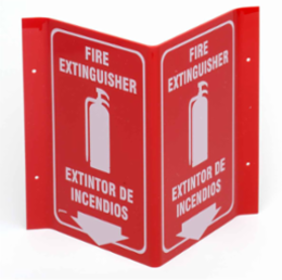 Bilingual Fire Extinguisher Sign, 11 Inch H x 12 Inch W x 5 Inch D, Acrylic