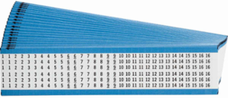 Wire Marker Card - Repositionable Vinyl Cloth, Legend 1 to 16, Consecutive Paired Numbers