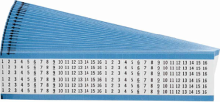 Wire Marker Card - Repositionable Vinyl Cloth, Legend 1 to 16