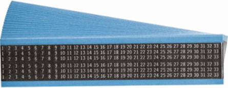 Wire Marker Card - Repositionable Vinyl Cloth, Legend 1 to 33, White on Black