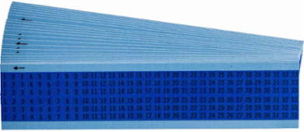 Wire Marker Card - Repositionable Vinyl Cloth, Legend 1 to 33, Black on Blue