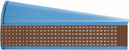 Wire Marker Card - Repositionable Vinyl Cloth, Legend 1 to 33, White on Brown
