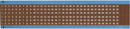 Wire Marker Card - Repositionable Vinyl Cloth, Legend 1 to 33, Brown on White