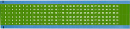 Wire Marker Card - Repositionable Vinyl Cloth, Legend 1 to 33, Green on White