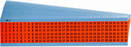 Wire Marker Card - Repositionable Vinyl Cloth, Legend 1 to 33, Black on Orange