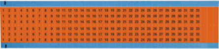 Wire Marker Card - Repositionable Vinyl Cloth, Legend 1 to 33, Orange on Black