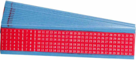 Wire Marker Card - Repositionable Vinyl Cloth, Legend 1 to 33, White on Red