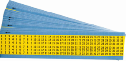 Wire Marker Card - Repositionable Vinyl Cloth, Legend 1 to 33, Black on Yellow