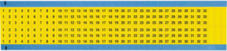 Wire Marker Card - Repositionable Vinyl Cloth, Legend 1 to 33, Yellow on Black