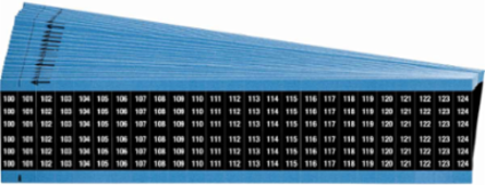 Wire Marker Card - Repositionable Vinyl Cloth, Legend 100 to 124, White on Black