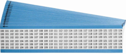 Wire Marker Card - Repositionable Vinyl Cloth, Legend 100 to 124, Black on White