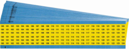 Wire Marker Card - Repositionable Vinyl Cloth, Legend 100 to 124, Black on Yellow