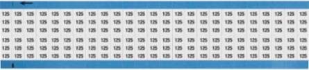 Solid Numbers Scored Wire Marker Card, 125, Black on White