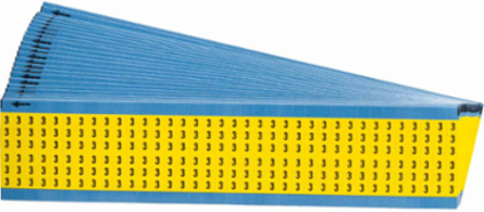 Numbers on Color Backgrounds Wire Markers, Black on Yellow, Legend 3