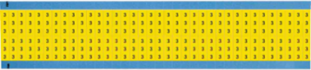 Solid Numbers Scored Wire Marker Card, 3, Cloth, Black on Yellow