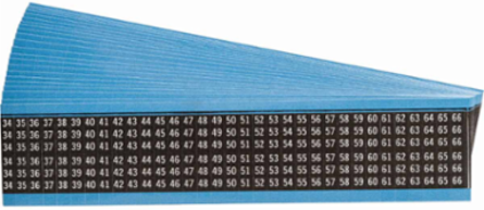 Wire Marker Card - Repositionable Vinyl Cloth, Legend 34 to 66, White on Black
