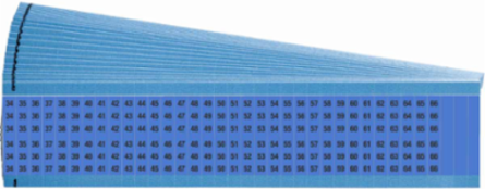 Wire Marker Card - Repositionable Vinyl Cloth, Legend 34 to 66, Black on Blue