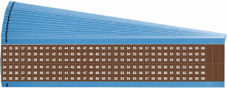 Wire Marker Card - Repositionable Vinyl Cloth, Legend 34 to 66, White on Brown