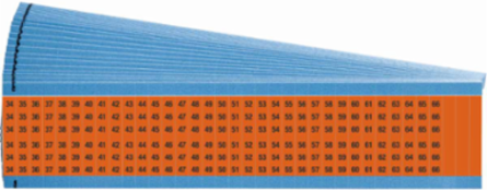 Wire Marker Card - Repositionable Vinyl Cloth, Legend 34 to 66, Black on Orange