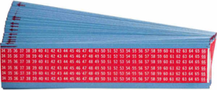 Wire Marker Card - Repositionable Vinyl Cloth, Legend 34 to 66, White on Red