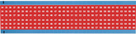 Wire Marker Card - Repositionable Vinyl Cloth, Legend 34 to 66, Red on White