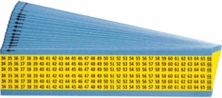 Wire Marker Card - Repositionable Vinyl Cloth, Legend 34 to 66, Black on Yellow
