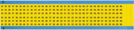 Wire Marker Card - Repositionable Vinyl Cloth, Legend 34 to 66, Yellow on Black